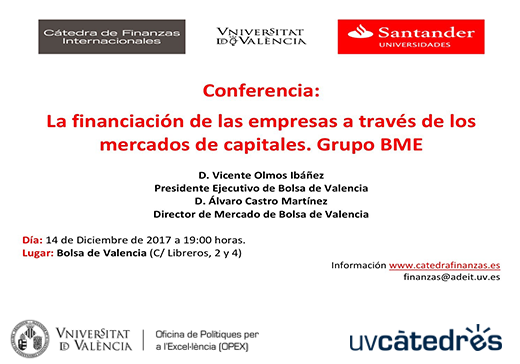 conferencia: “La financiación de las empresas a través de los mercados de capitales. Grupo BME”,